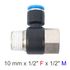 Pu Hose Fitting Tee 10mm X 1/2'f X 1/2'm